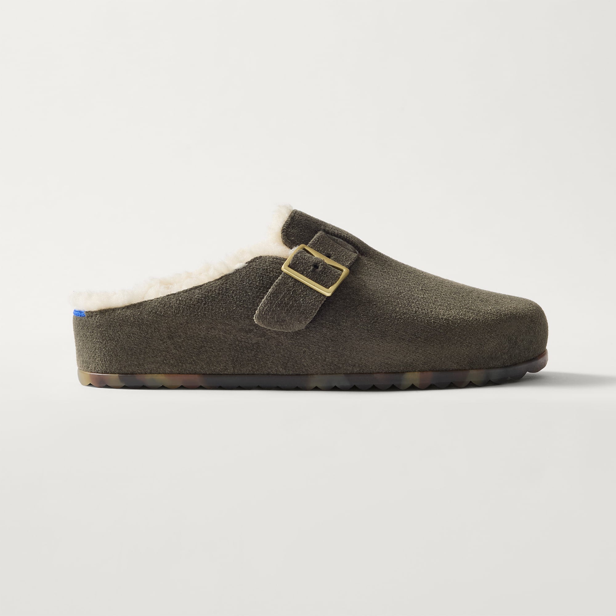 The Teddy Buckle Clog - ReVelvet™ Olive