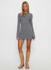 Bryanna Long Sleeve Mini Dress Blue / Brown